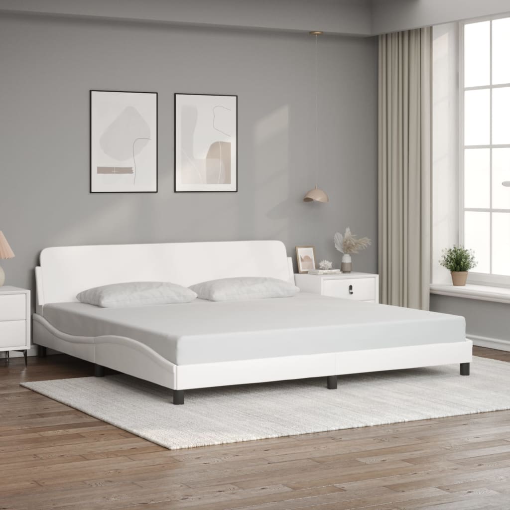 Cadre de lit sans matelas blanc 200x200 cm similicuir