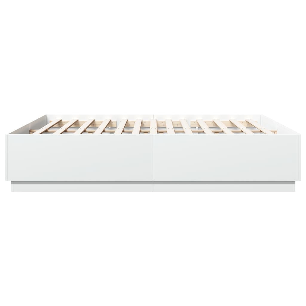 Cadre de lit avec LED sans matelas blanc 200x200 cm