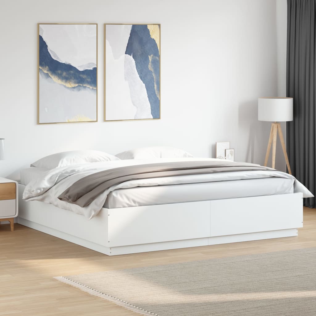 Cadre de lit avec LED sans matelas blanc 200x200 cm