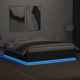 Bed frame with LED without mattress black 200x200 cm