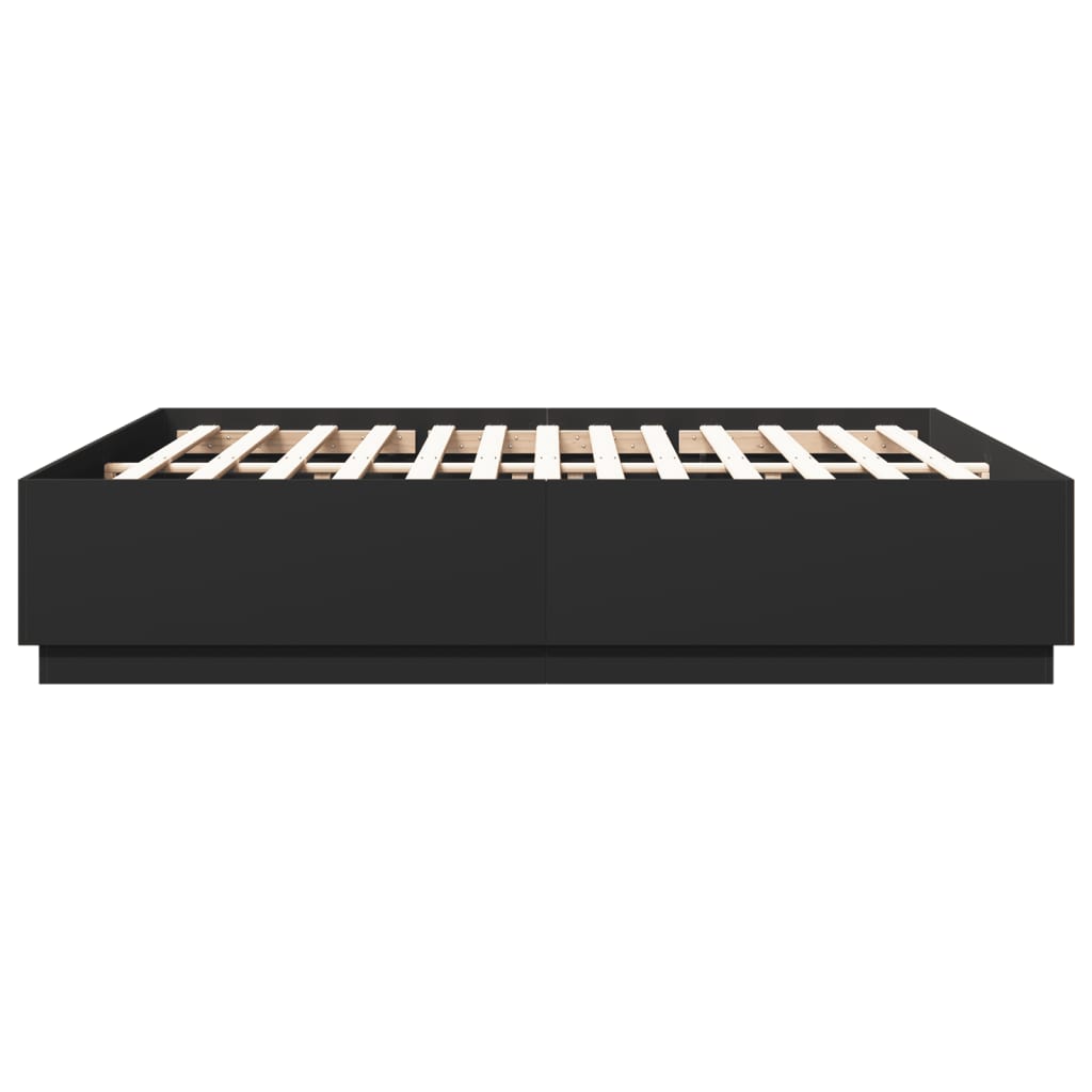 Bed frame with LED without mattress black 200x200 cm