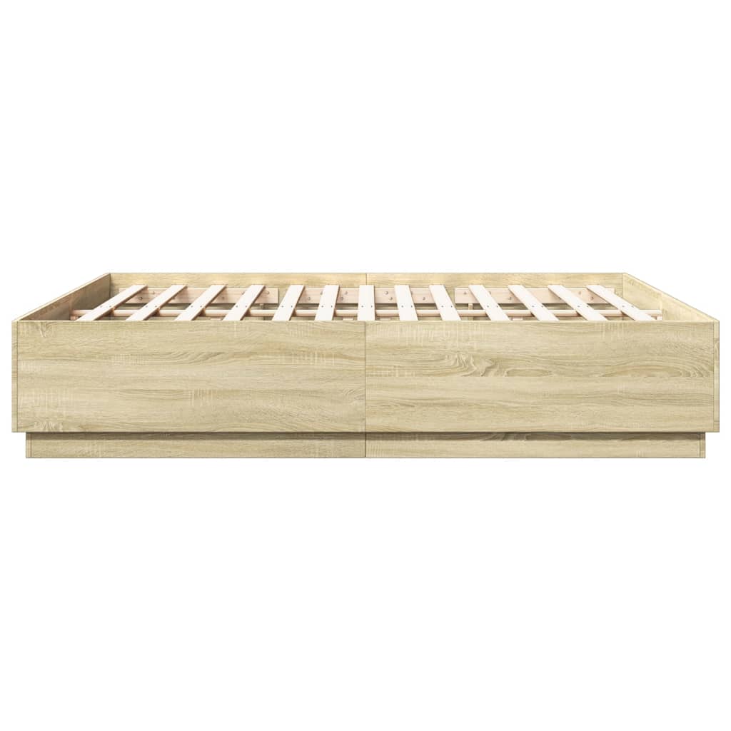 Cadre de lit avec LED sans matelas chêne sonoma 200x200 cm