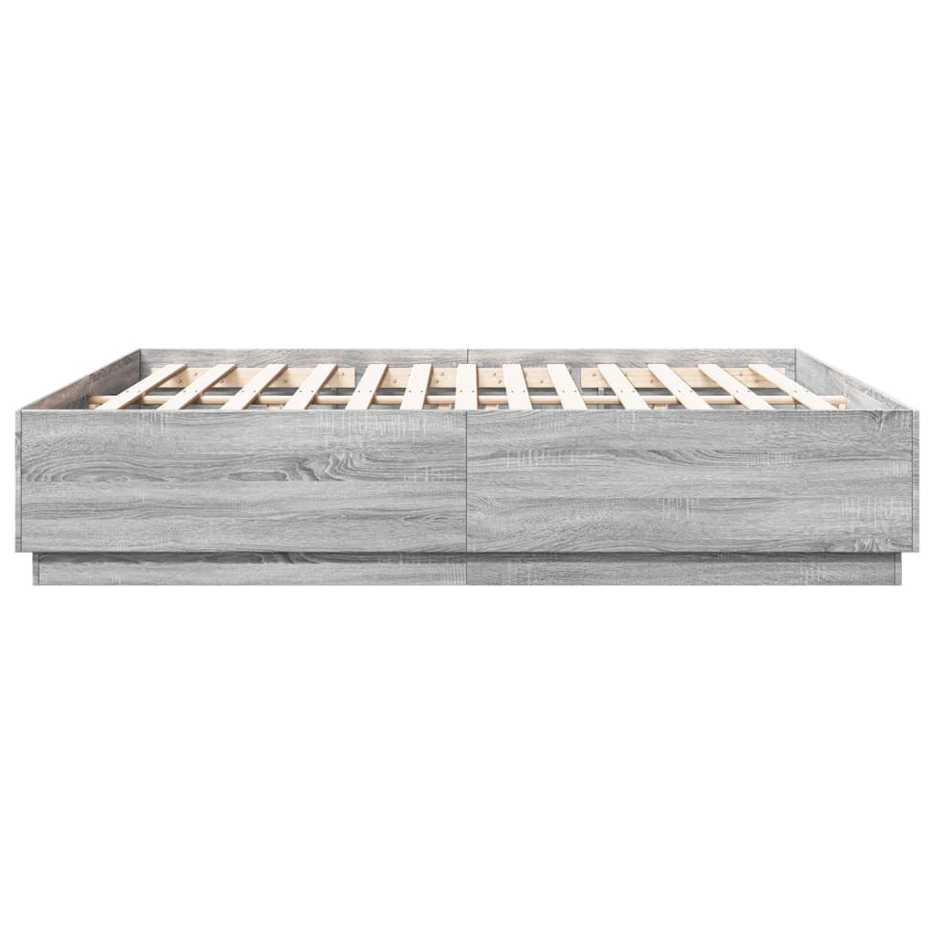 Cadre de lit avec LED sans matelas sonoma gris 200x200 cm