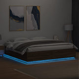 Cadre de lit avec LED sans matelas chêne marron 200x200 cm