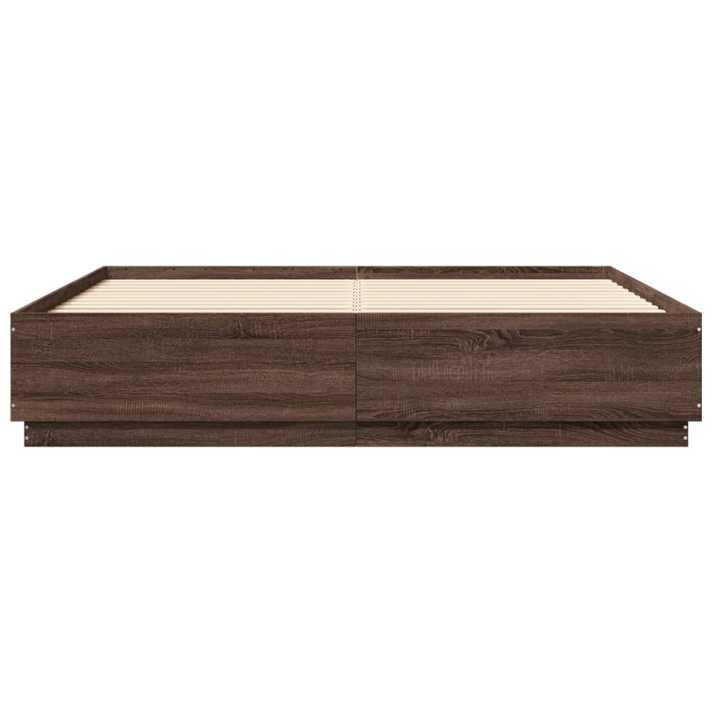 Cadre de lit avec LED sans matelas chêne marron 200x200 cm