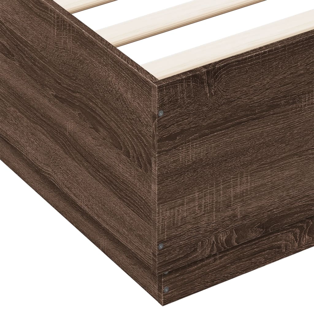 Cadre de lit avec LED sans matelas chêne marron 200x200 cm