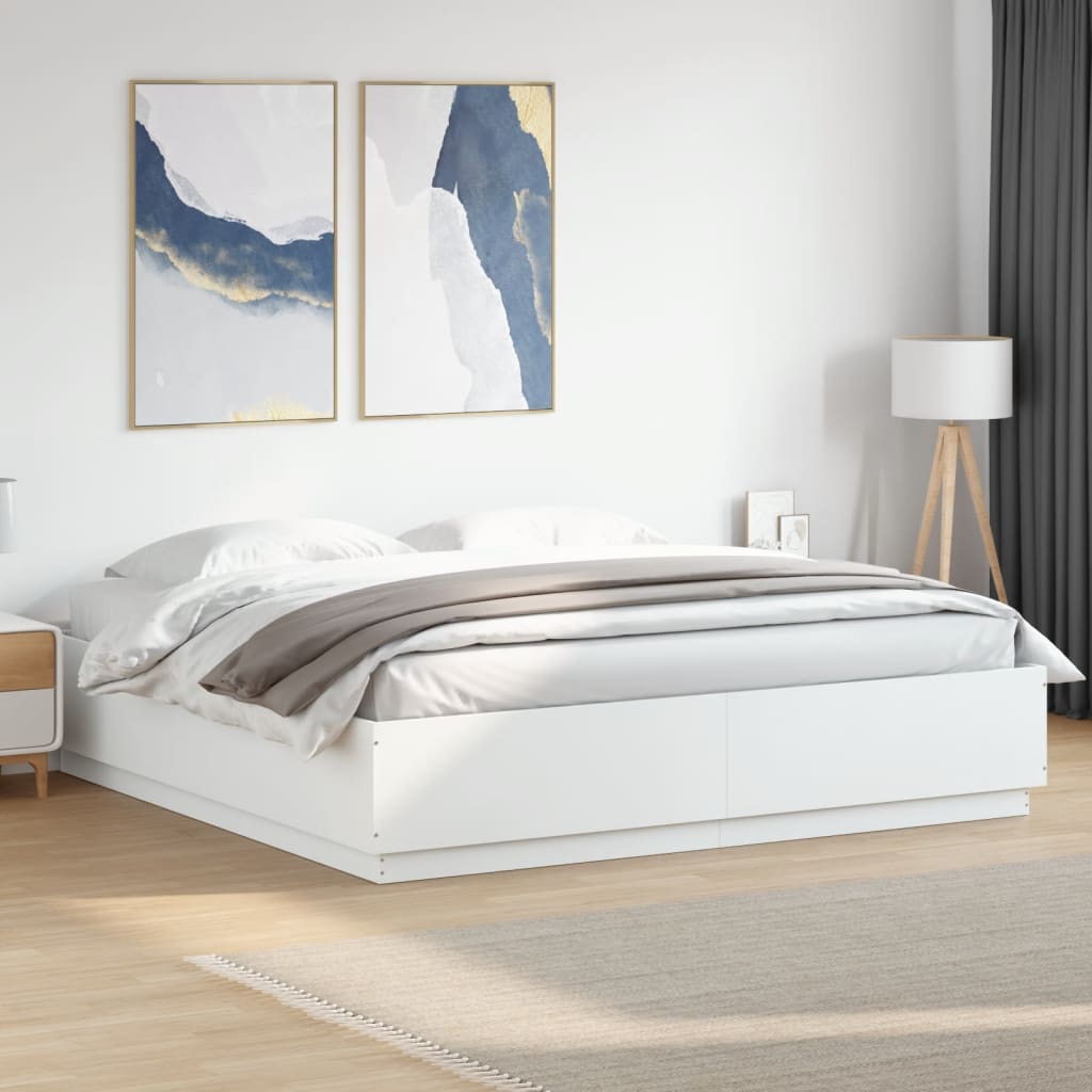 Cadre de lit avec LED sans matelas blanc 180x200 cm