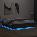 Bed frame with LED without mattress black 180x200 cm