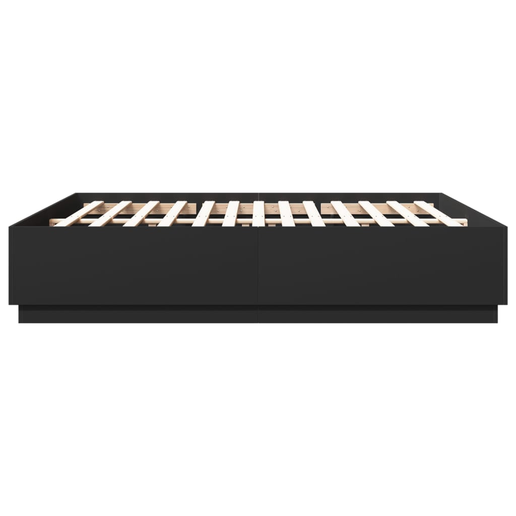 Bed frame with LED without mattress black 180x200 cm