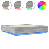 Cadre de lit avec LED sans matelas sonoma gris 180x200 cm