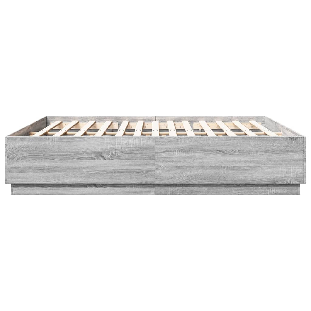 Cadre de lit avec LED sans matelas sonoma gris 180x200 cm