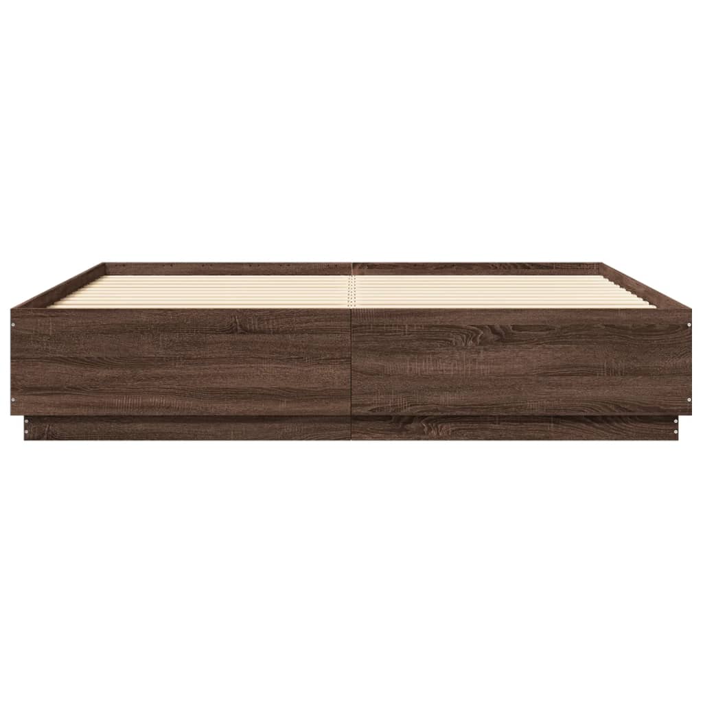 Cadre de lit avec LED sans matelas chêne marron 180x200 cm