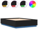 Bed frame with LED without mattress black 160x200 cm