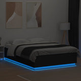 Bed frame with LED without mattress black 160x200 cm