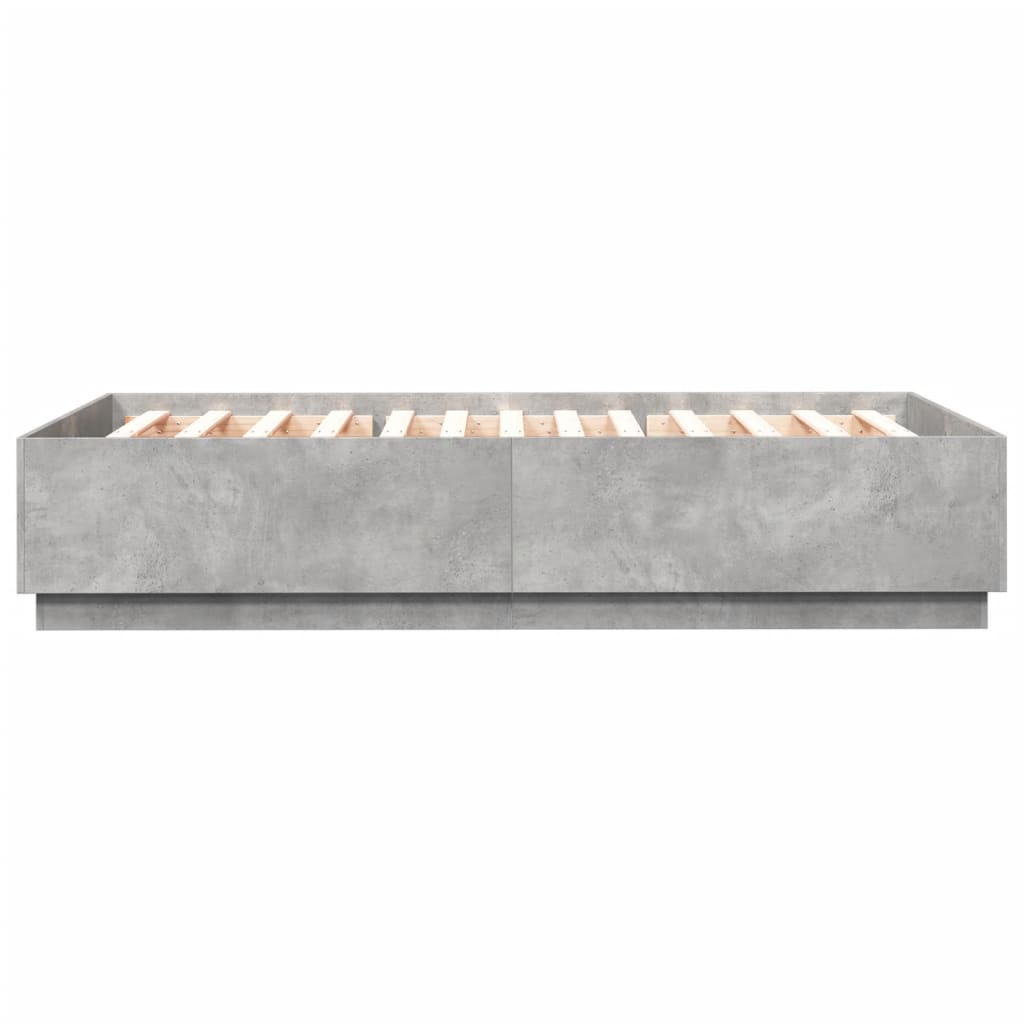 Cadre de lit avec LED sans matelas gris béton 160x200 cm