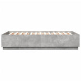 Cadre de lit avec LED sans matelas gris béton 160x200 cm