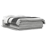 Cadre de lit avec LED sans matelas sonoma gris 160x200 cm