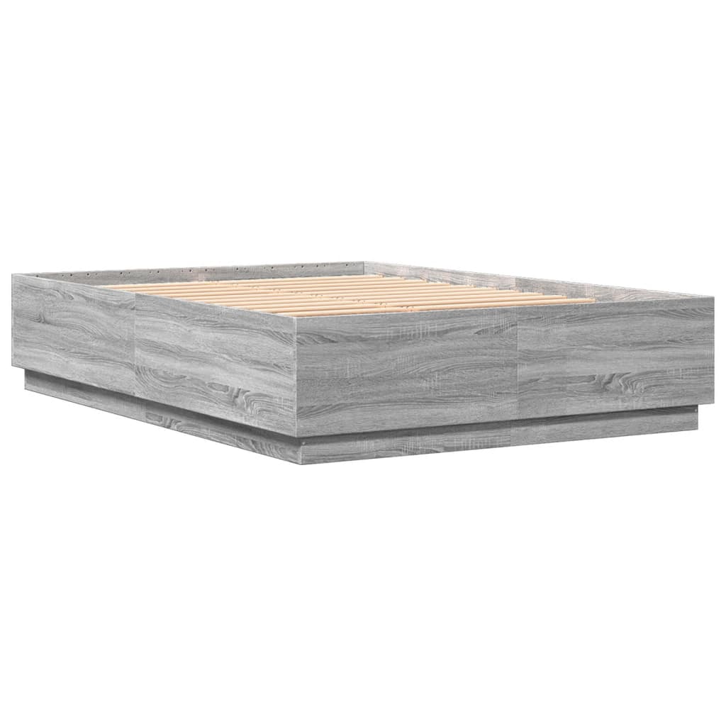 Cadre de lit avec LED sans matelas sonoma gris 160x200 cm