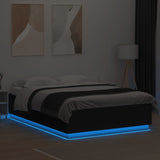 Bed frame with LED without mattress black 150x200 cm