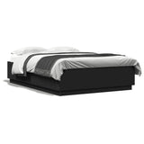 Bed frame with LED without mattress black 150x200 cm