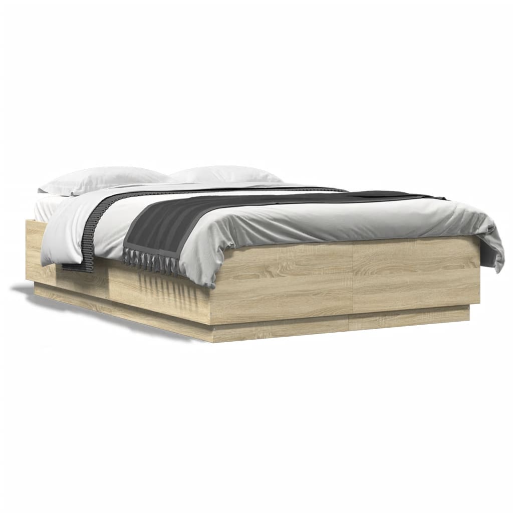 Cadre de lit avec LED sans matelas chêne sonoma 150x200 cm