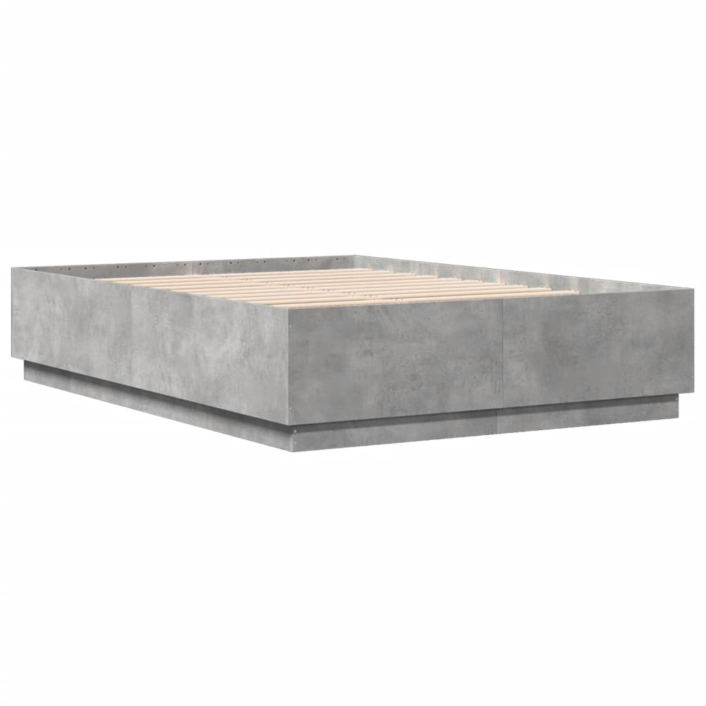 Cadre de lit avec LED sans matelas gris béton 150x200 cm