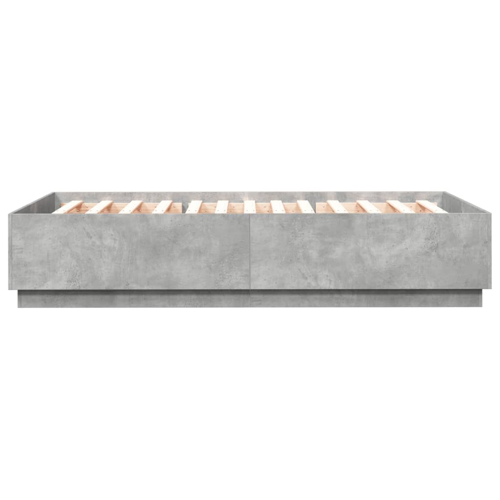 Cadre de lit avec LED sans matelas gris béton 150x200 cm