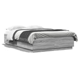 Cadre de lit avec LED sans matelas sonoma gris 150x200 cm