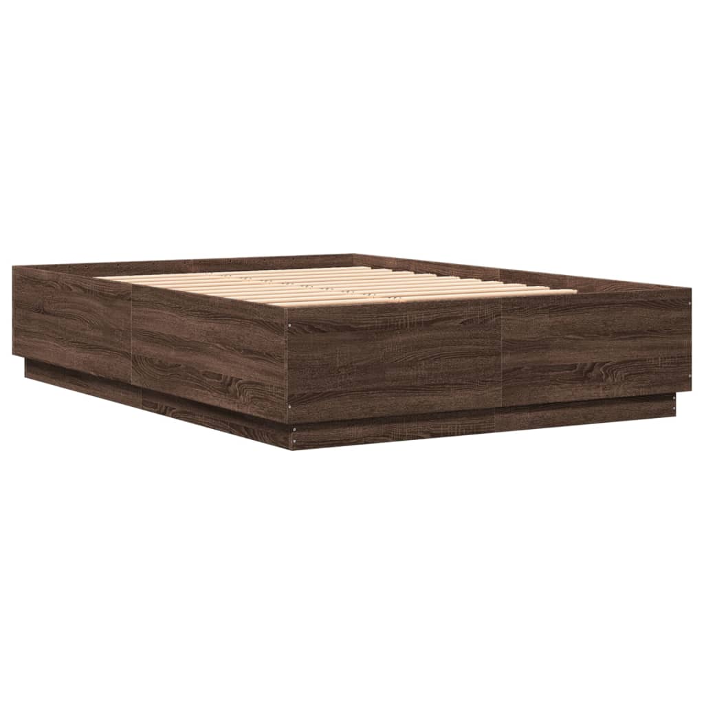 Cadre de lit avec LED sans matelas chêne marron 150x200 cm