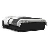 Bed frame with LED without mattress black 140x200 cm