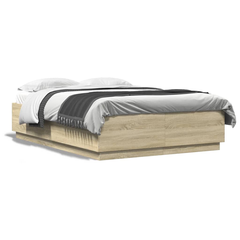 Cadre de lit avec LED sans matelas chêne sonoma 120x200 cm