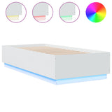 Cadre de lit avec LED sans matelas blanc 100x200 cm