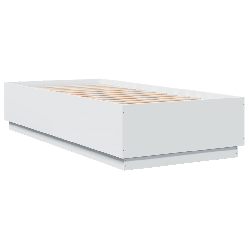 Cadre de lit avec LED sans matelas blanc 100x200 cm