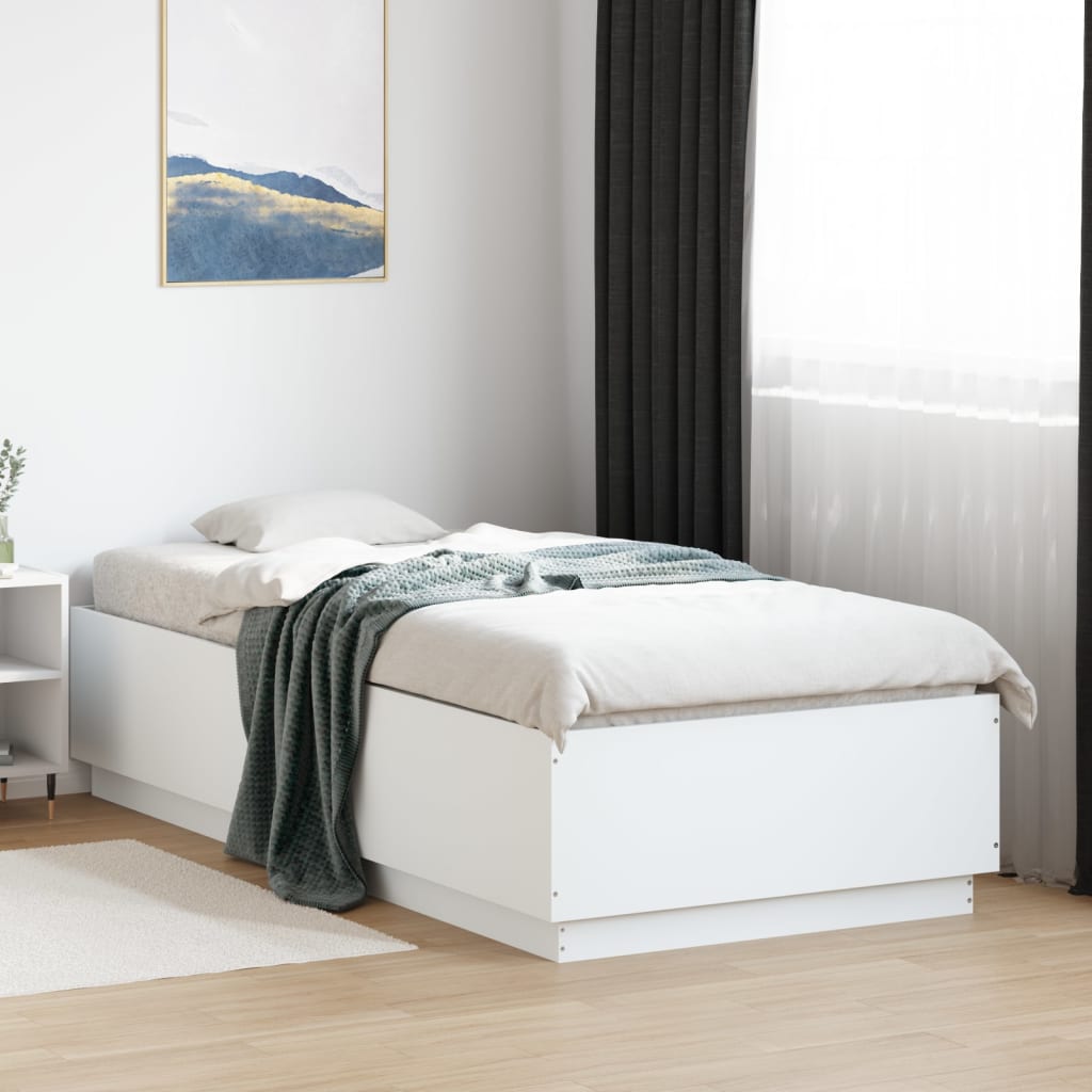 Cadre de lit avec LED sans matelas blanc 100x200 cm