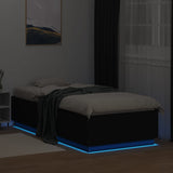 Cadre de lit avec LED sans matelas noir 100x200 cm