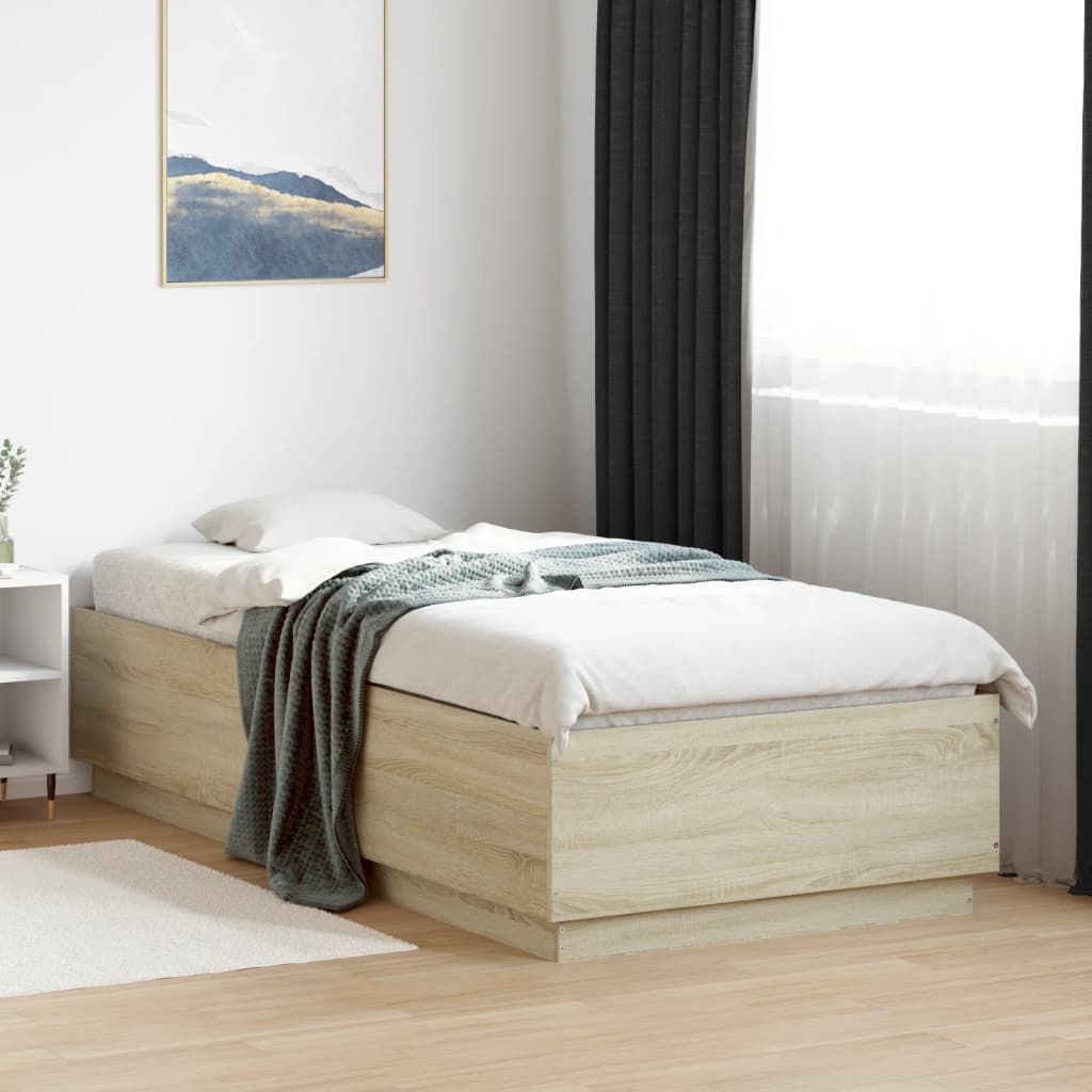 Cadre de lit avec LED sans matelas chêne sonoma 100x200 cm