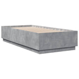 Cadre de lit avec LED sans matelas gris béton 100x200 cm