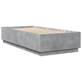 Cadre de lit avec LED sans matelas gris béton 100x200 cm