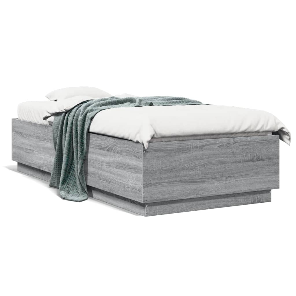 Cadre de lit avec LED sans matelas sonoma gris 100x200 cm