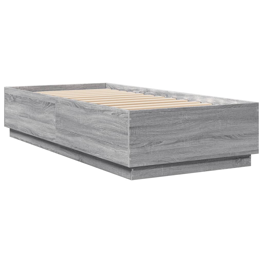 Cadre de lit avec LED sans matelas sonoma gris 100x200 cm