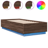 Cadre de lit avec LED sans matelas chêne marron 100x200 cm