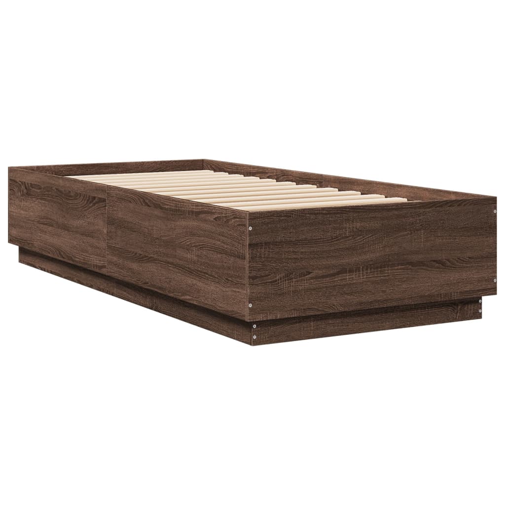 Cadre de lit avec LED sans matelas chêne marron 100x200 cm