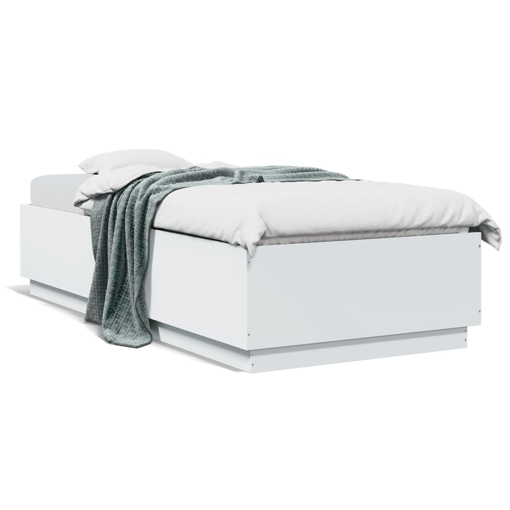 Cadre de lit avec LED sans matelas blanc 90x200 cm