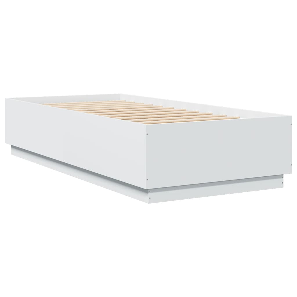 Cadre de lit avec LED sans matelas blanc 90x200 cm