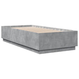 Cadre de lit avec LED sans matelas gris béton 90x200 cm