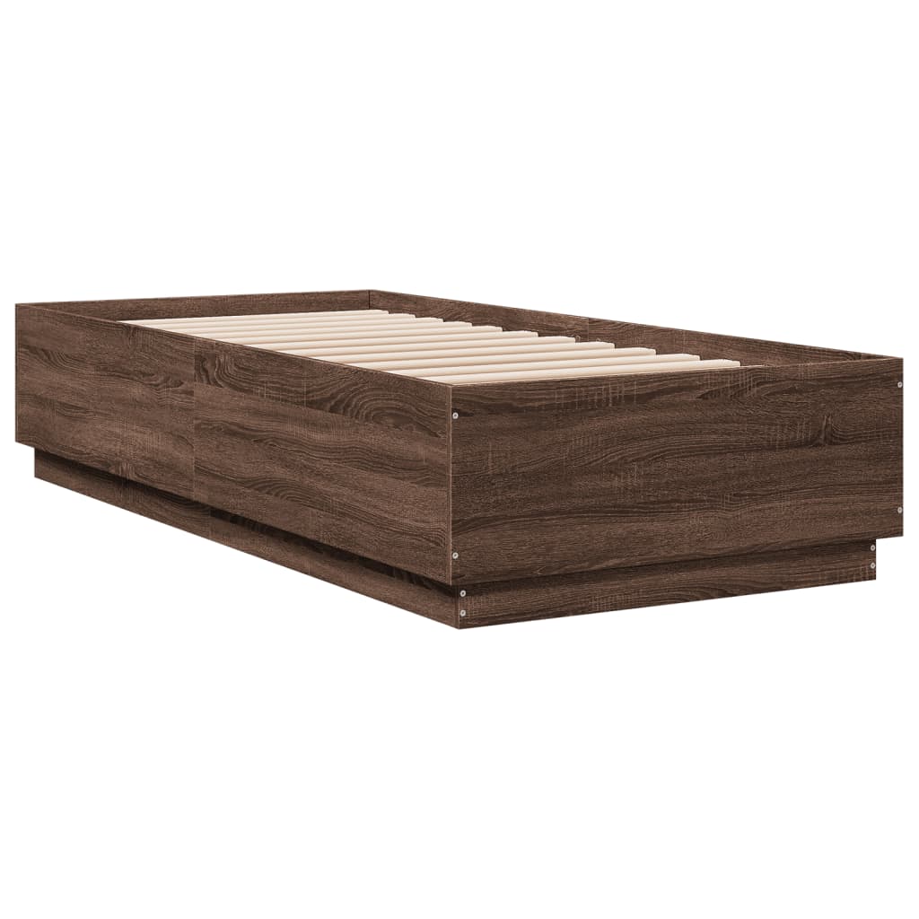 Cadre de lit avec LED sans matelas chêne marron 90x200 cm