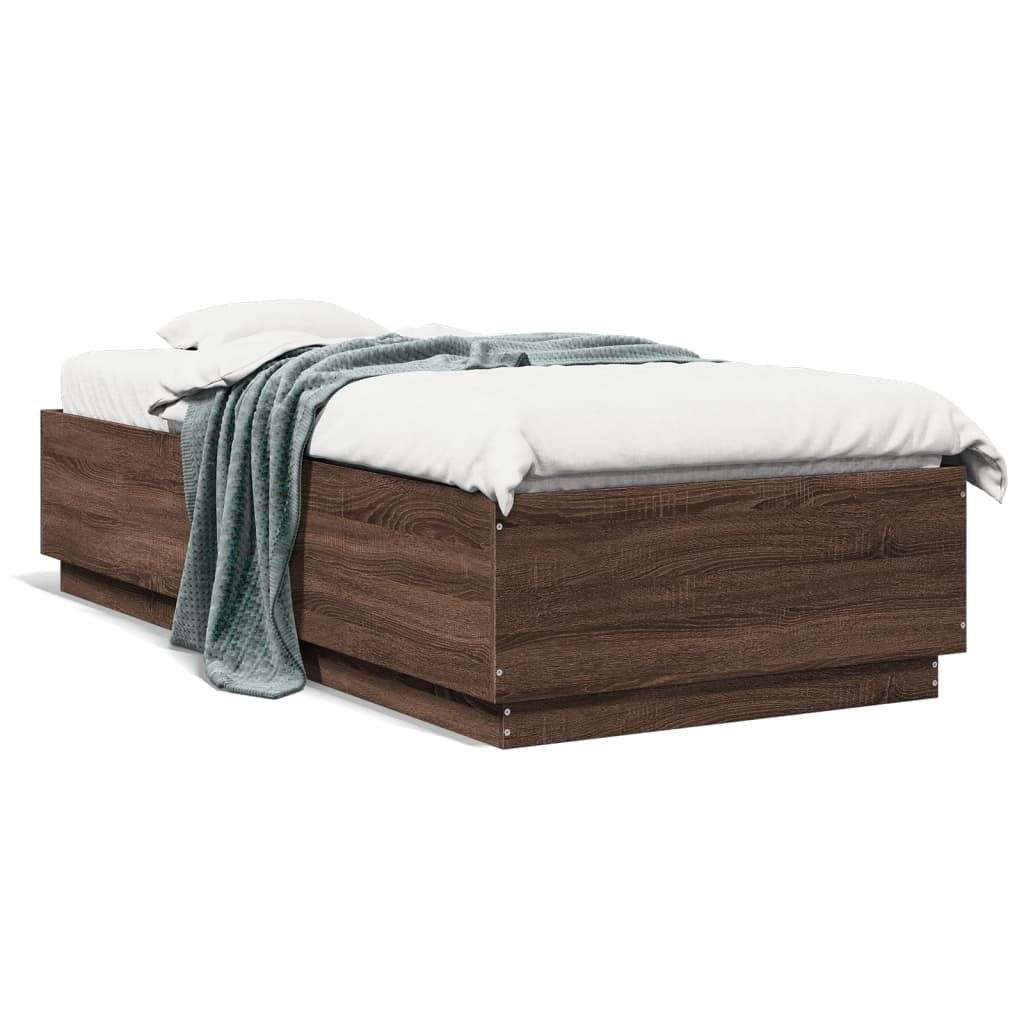 Cadre de lit avec LED sans matelas chêne marron 90x200 cm