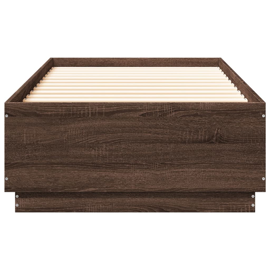 Cadre de lit avec LED sans matelas chêne marron 90x200 cm