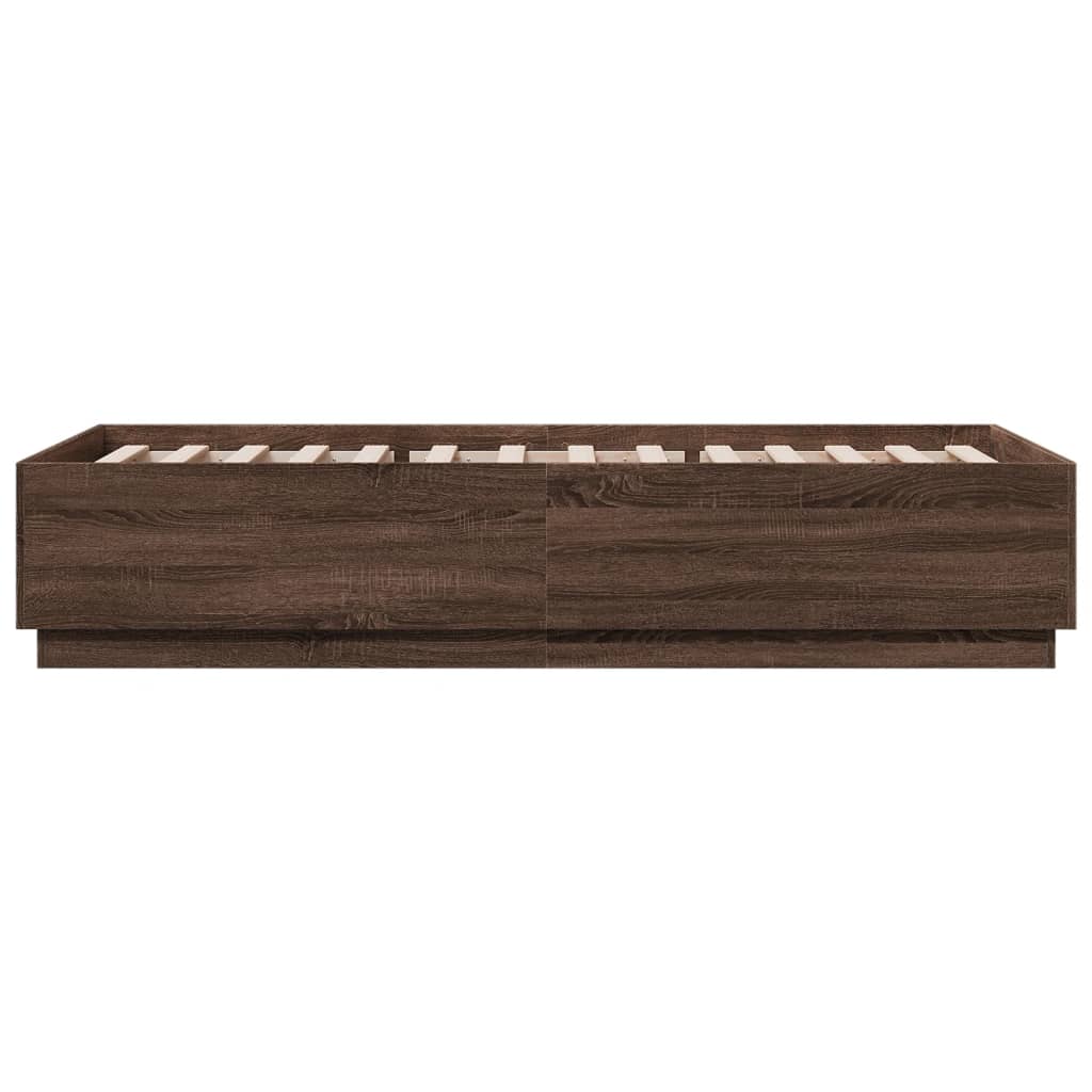 Cadre de lit avec LED sans matelas chêne marron 90x200 cm