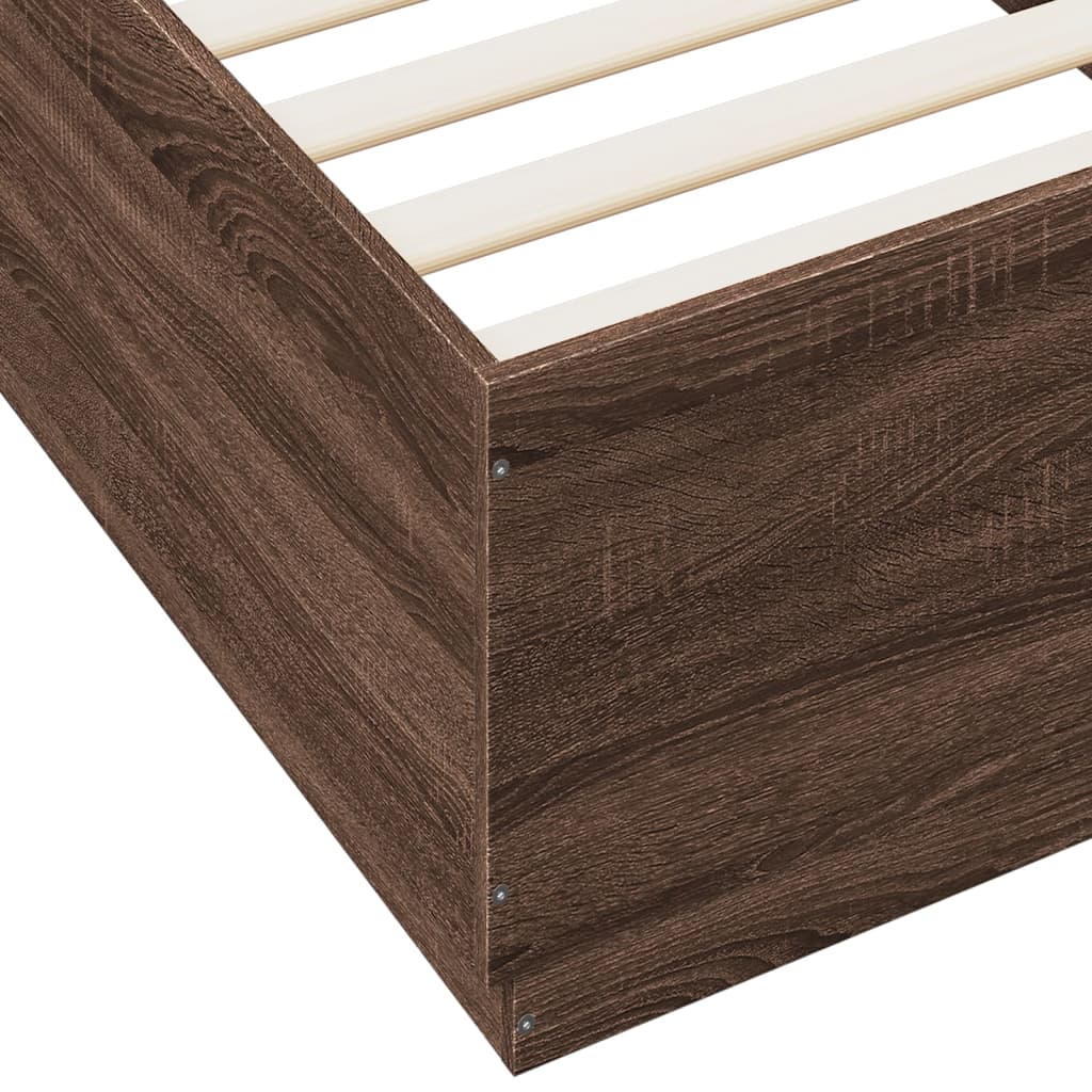 Cadre de lit avec LED sans matelas chêne marron 90x200 cm